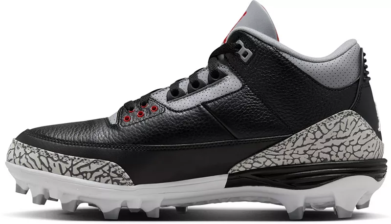 Мужские футбольные бутсы Air Jordan 3 Retro TD Mid, черный/красный/серый — фото 3