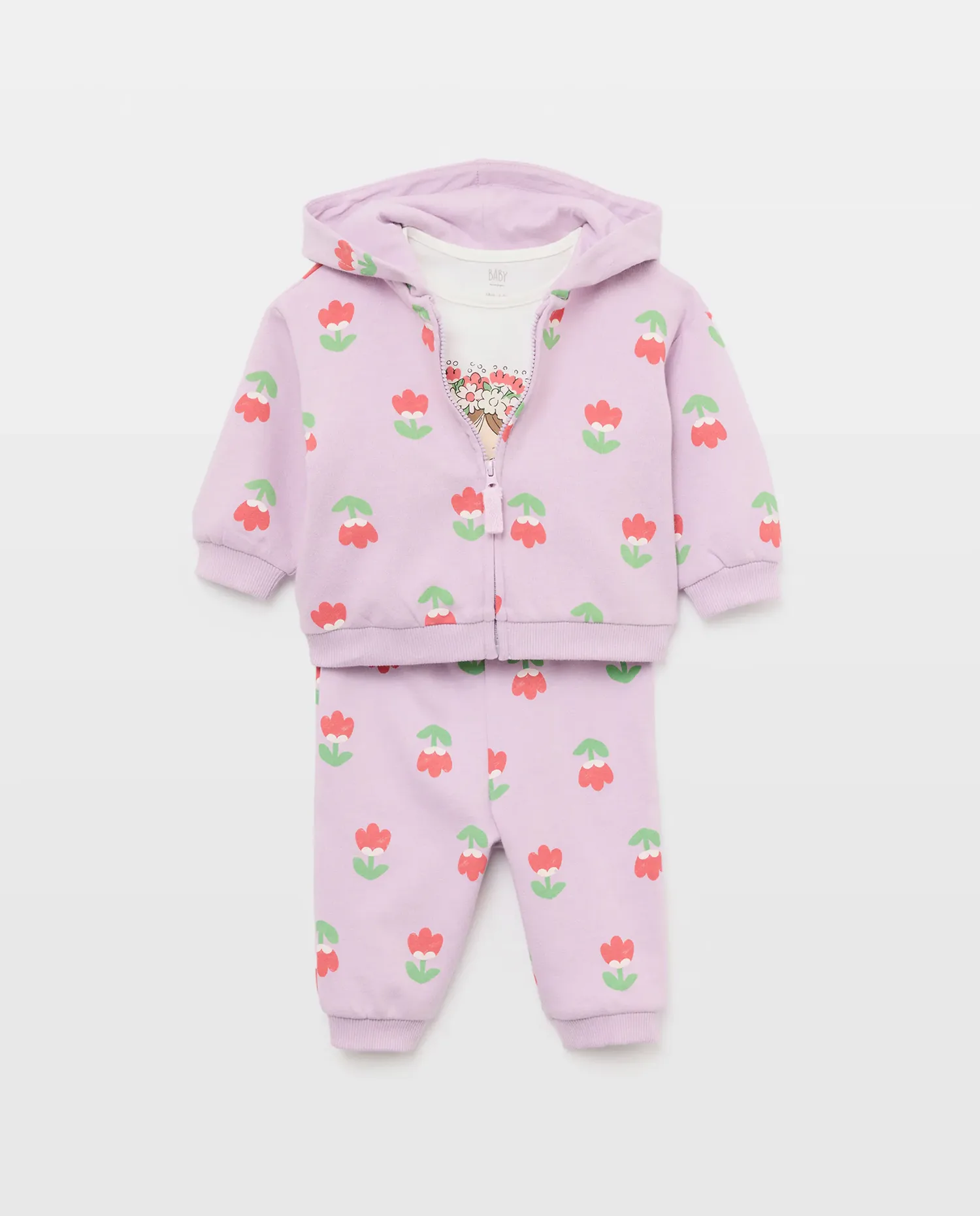 Комплект из 3 предметов с фантазийным принтом для маленькой девочки Baby El Corte Inglés, розовый