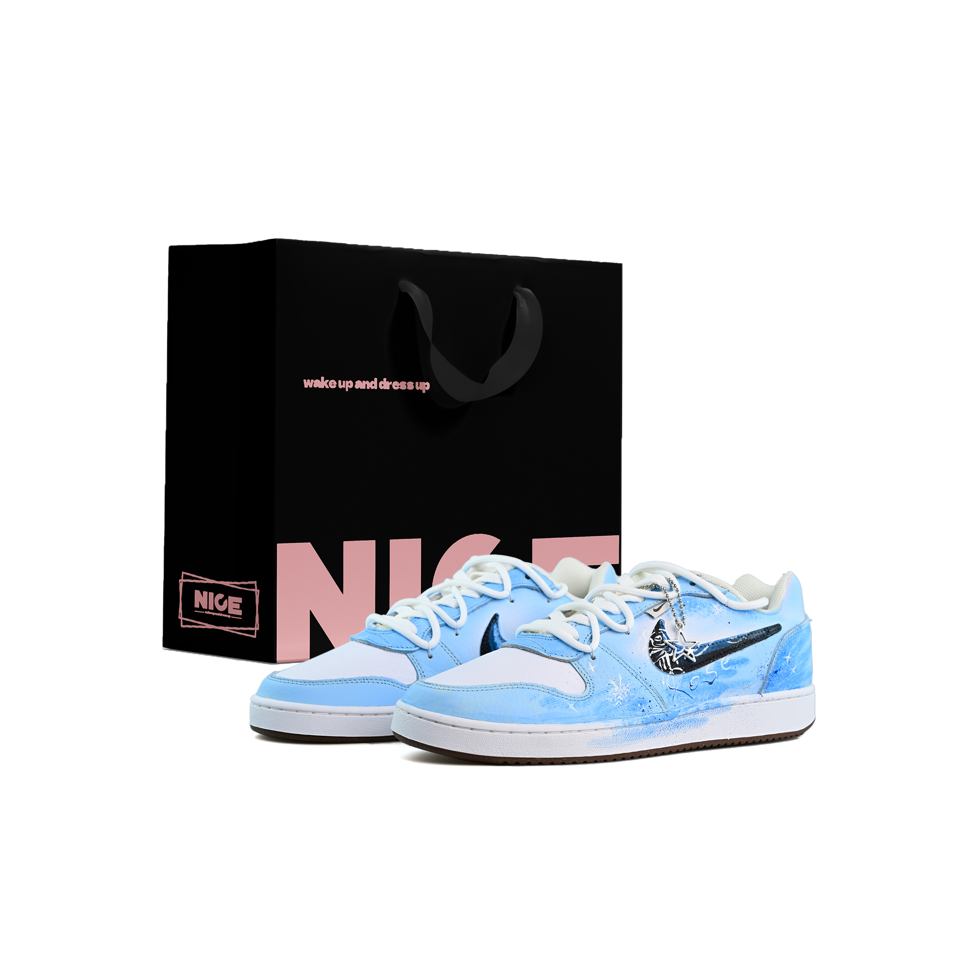 

EBERNON износостойкие и легкие низкие кеды для скейтбординга мужские сине-белые Nike, синий белый