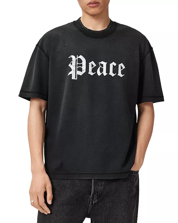 

Футболка с графическим принтом «Утопия» Allsaints, черный