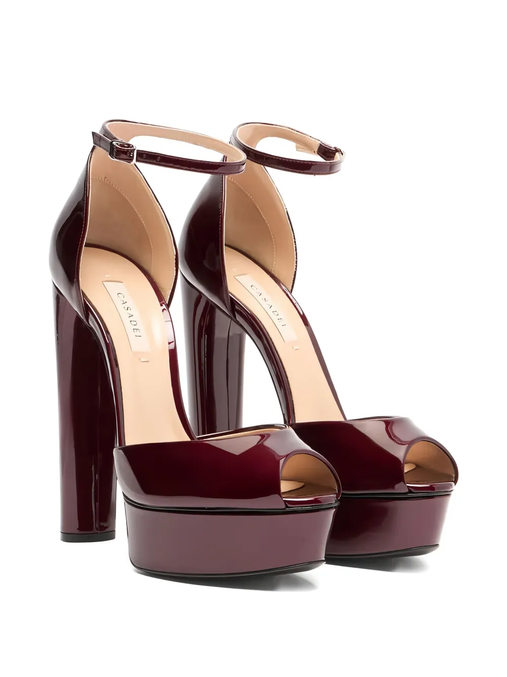 Босоножки Flora 140 на платформе Casadei, красный — фото 2