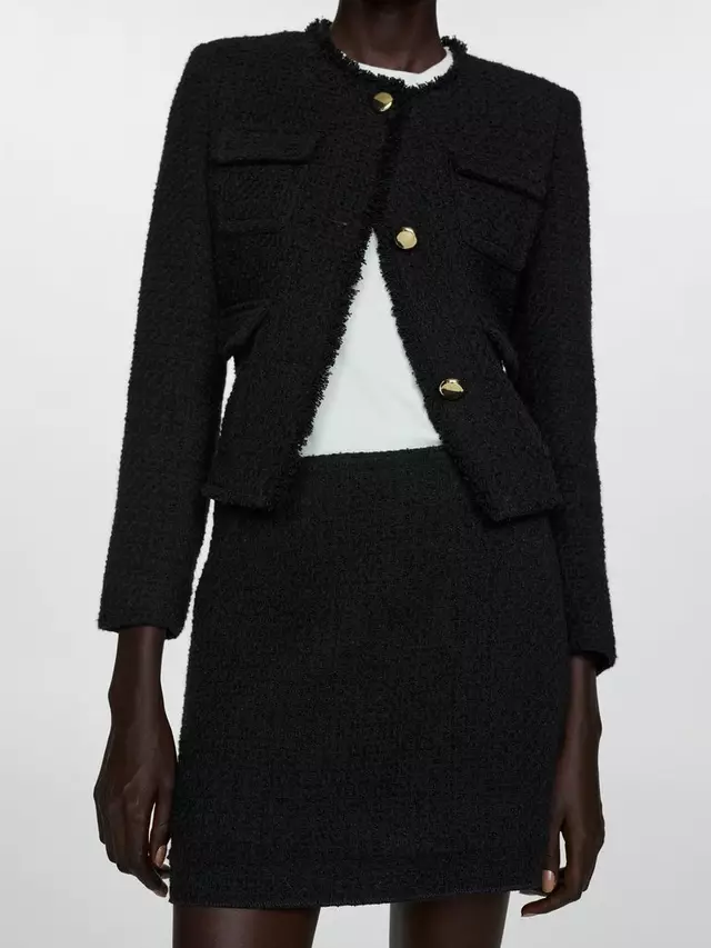 

Юбка Mango Wintour Tweed Mini, черный