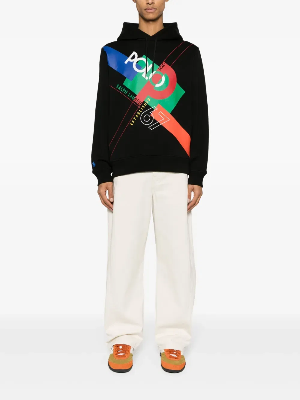 Худи из хлопковой смеси с принтом логотипа Polo Ralph Lauren, черный — фото 2