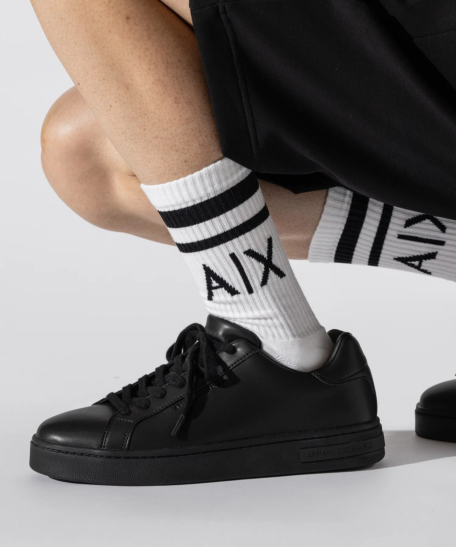 Мужские кроссовки ARMANI EXCHANGE с логотипом чёрные