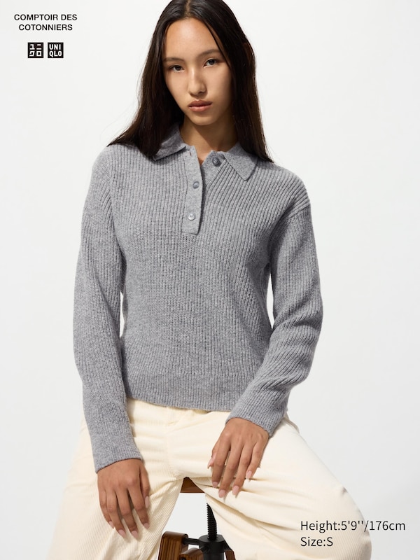 

Джемпер поло из шерстяной смеси Uniqlo, 02 light grey