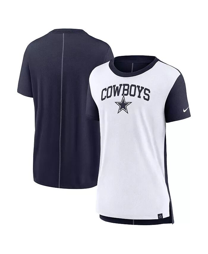 

Женская кремовая/темно-синяя футболка с надписью Dallas Cowboys Tri-Blend Nike