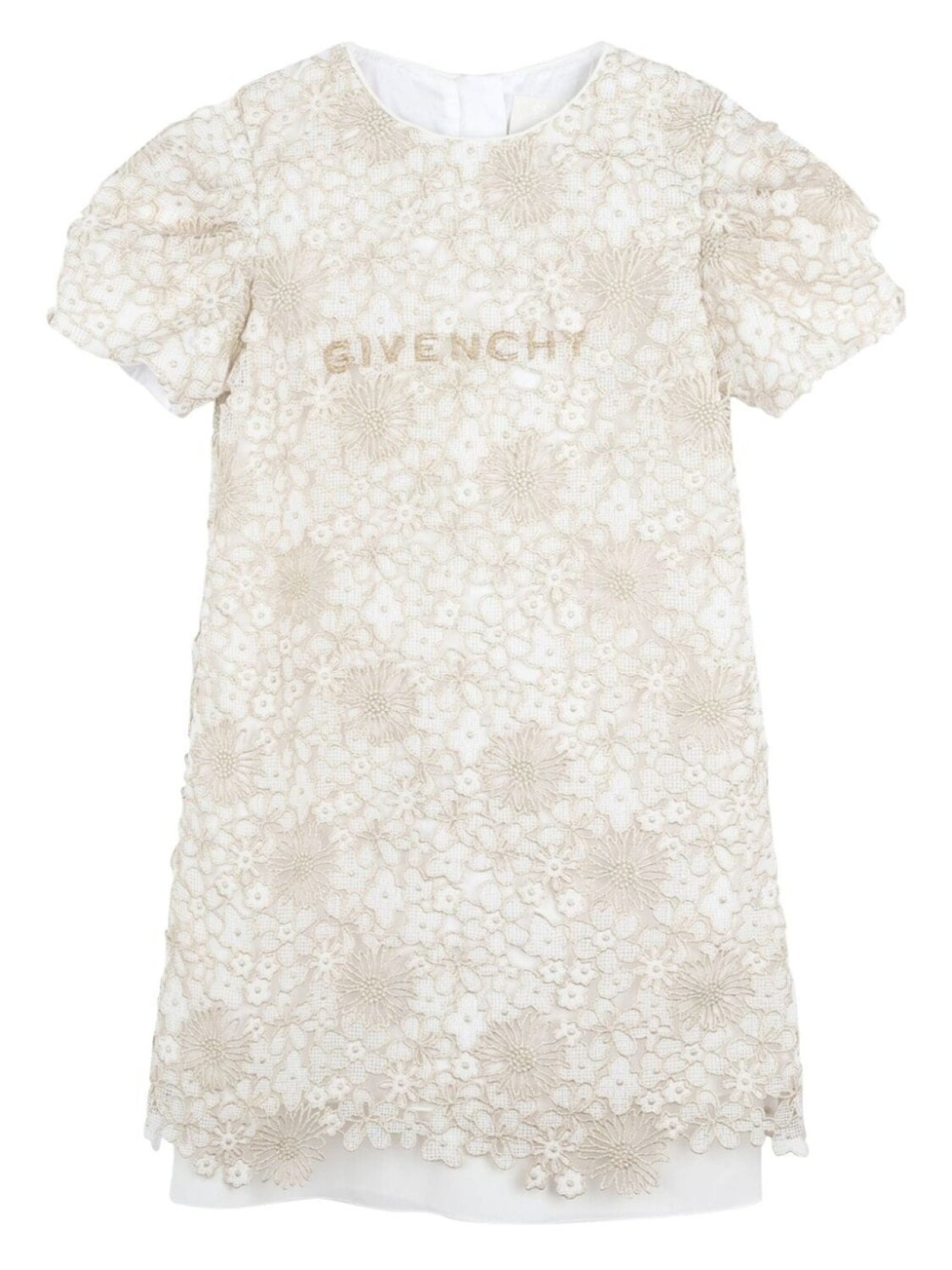 

Givenchy Kids платье с вышитым логотипом, нейтральный цвет