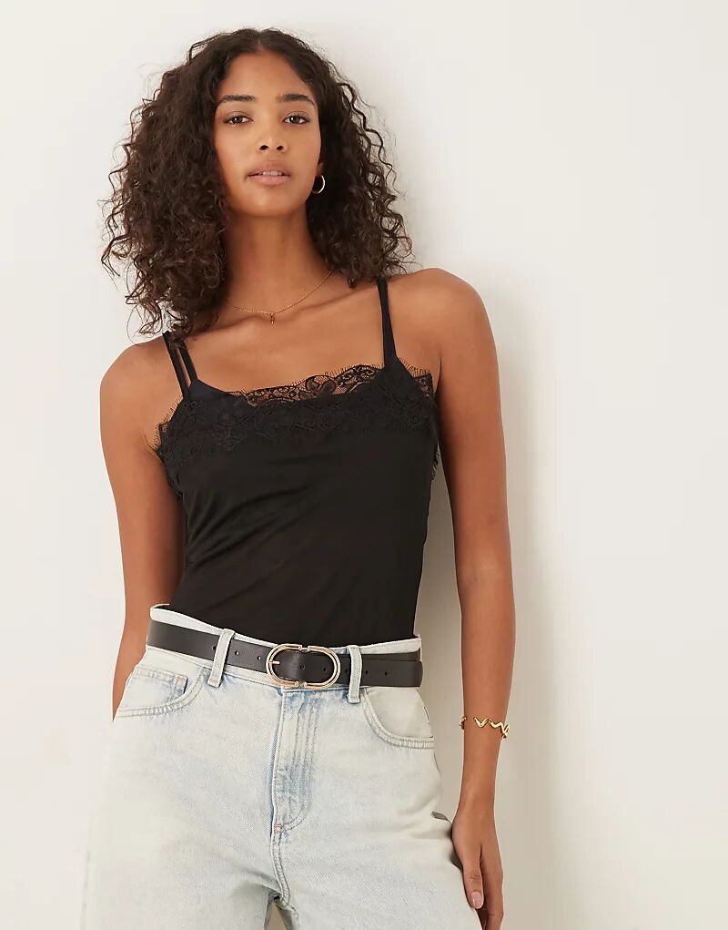 

Боди ASOS DESIGN с сетчатой отделкой и кружевом черного цвета