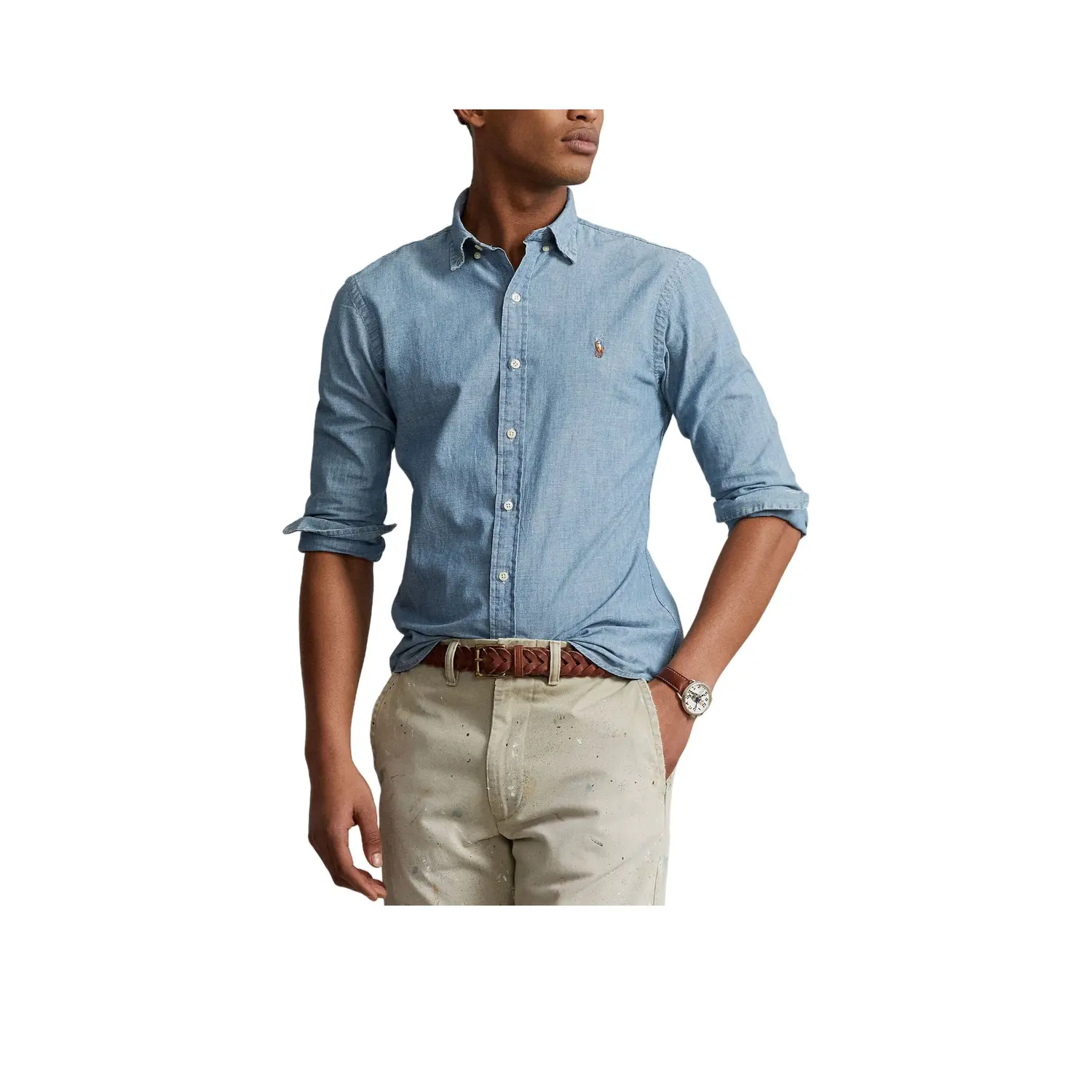 

Polo Ralph Lauren Длинный рукав индиго шамбрей спортивная рубашка