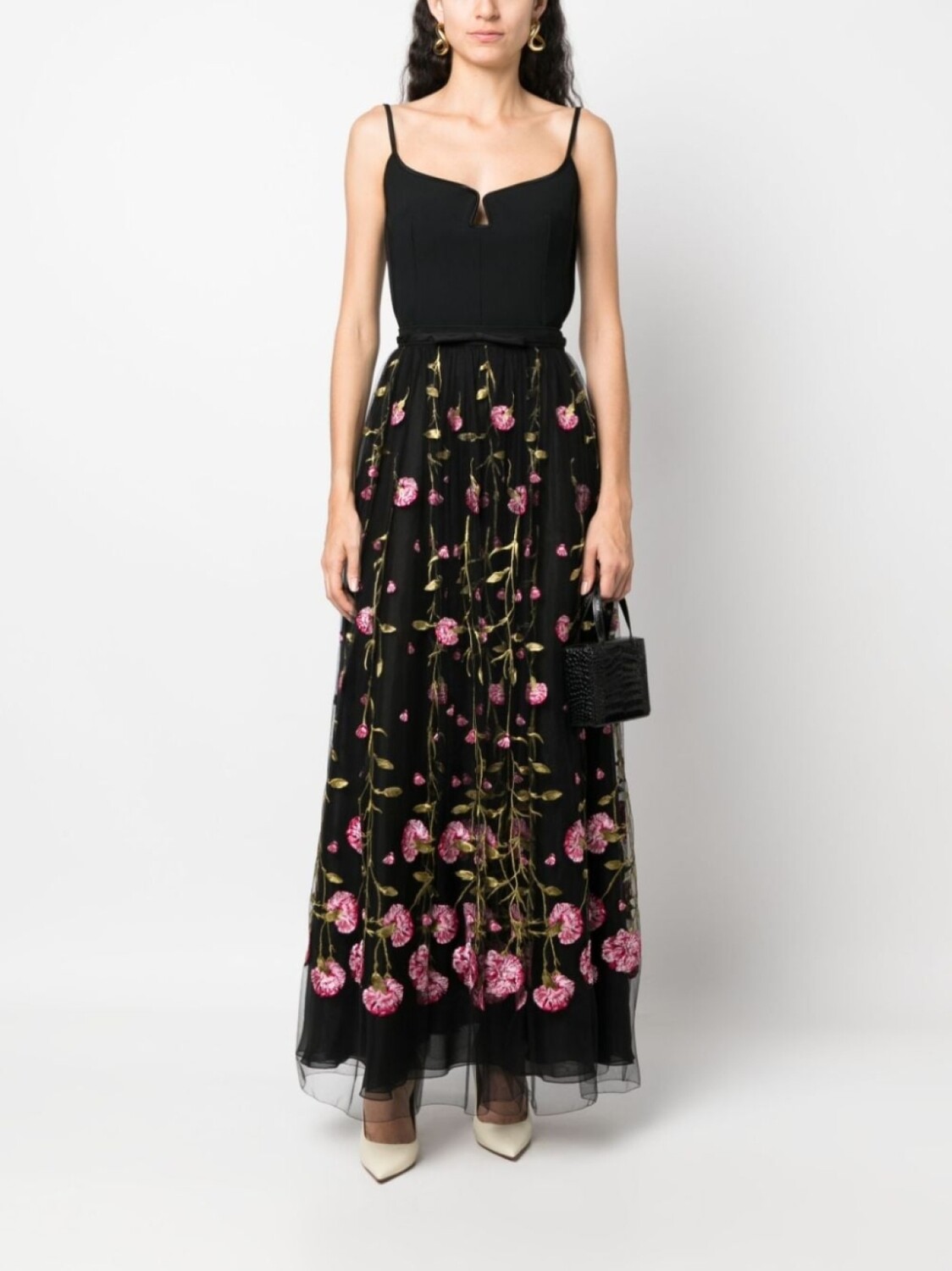 

Giambattista Valli юбка макси из тюля с цветочной вышивкой, черный