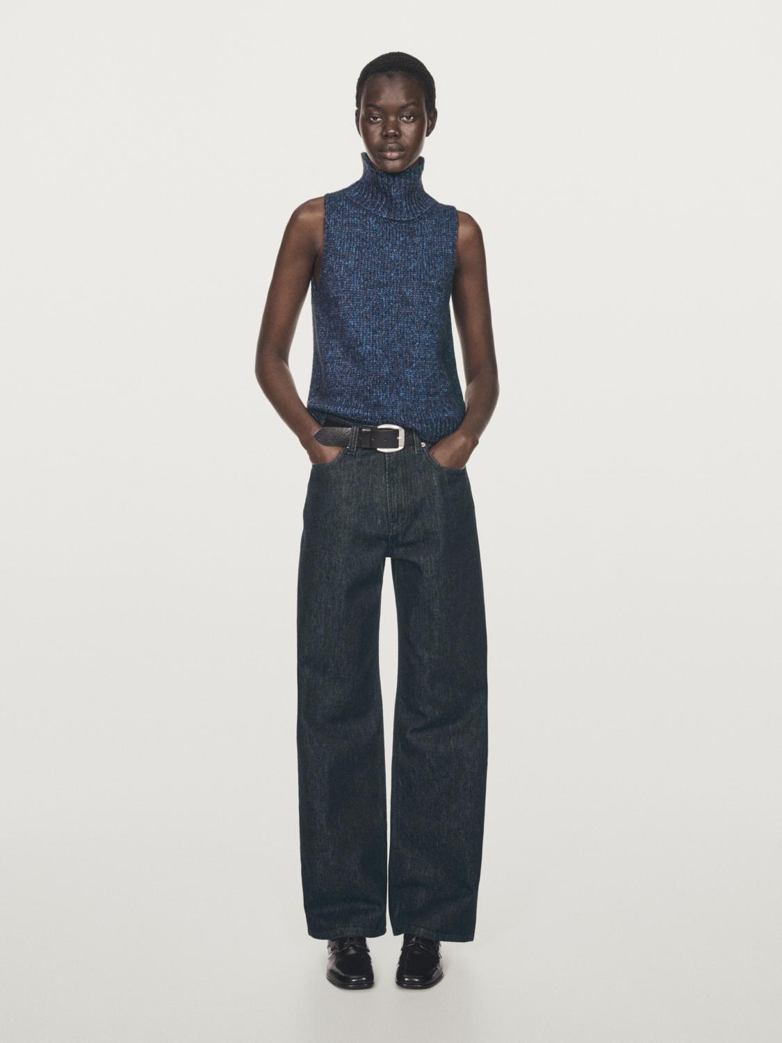 

Трикотажный жилет с высоким воротом Massimo Dutti, темно-синий