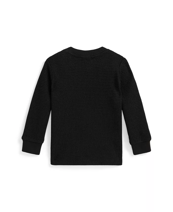 Детская футболка для мальчиков с вафельной вязкой Polo Ralph Lauren, черный — фото 2