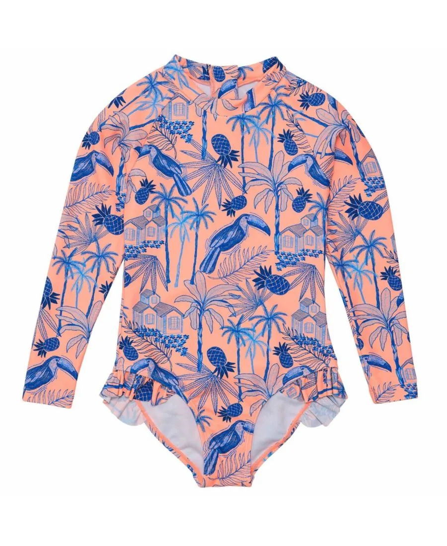 Гидрокостюм для серфинга Tropicana Vacay Sustainable Leg Frill Surf Suit Snapper Rock, оранжевый