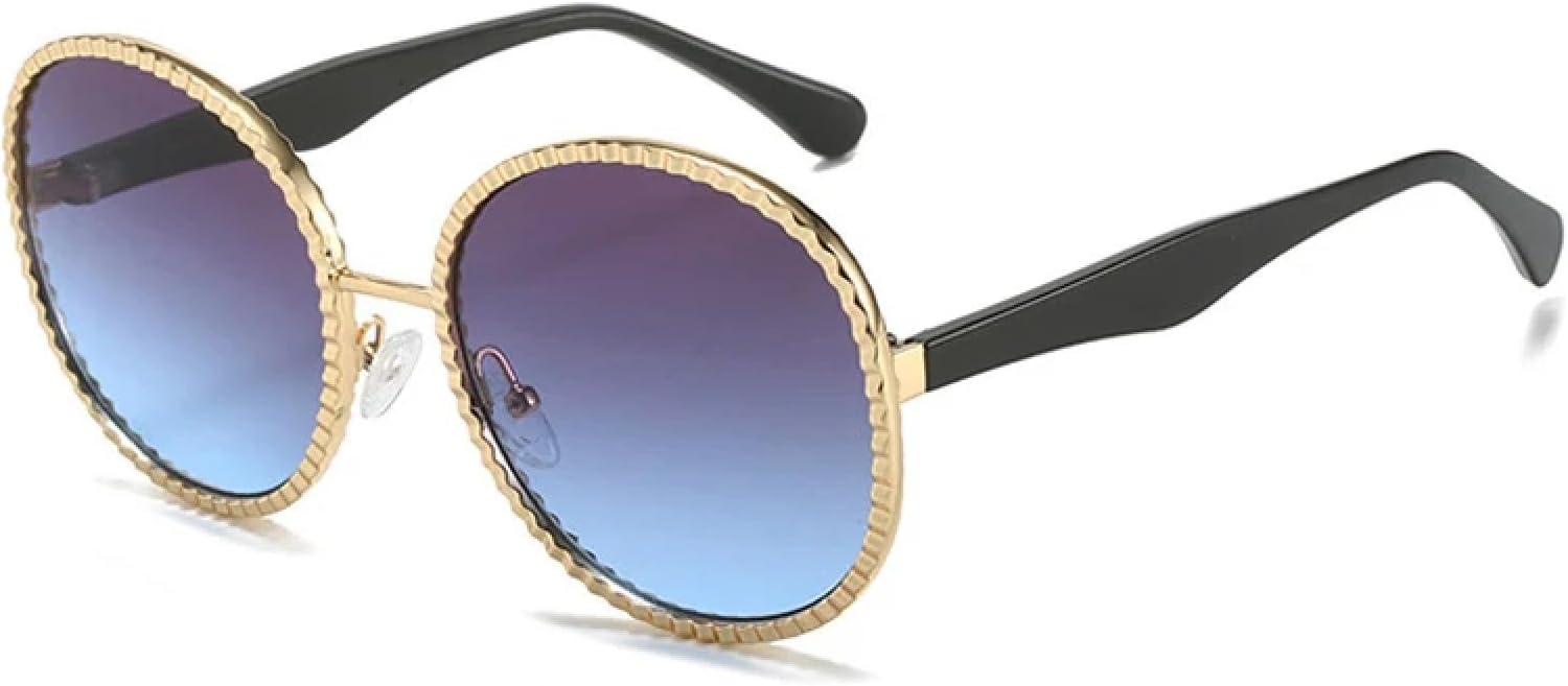 

Большие овальные металлические солнцезащитные очки для женщин и мужчин, модные ретро-очки из металла, дорожные солнцезащитные очки с защитой от УФ-излучения UV400 TKKTLLT, Black Gray Blue