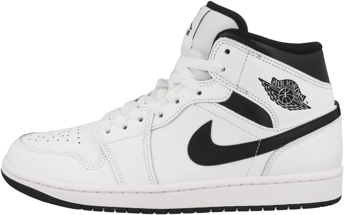 

Кроссовки Nike Air Jordan 1 Mid для мужчин, White/White/Black/Black