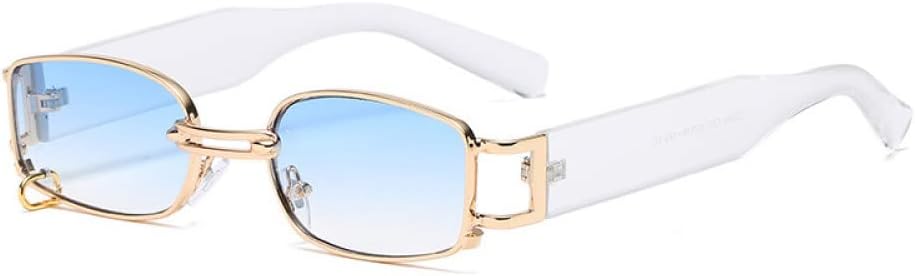 

Маленькие прямоугольные панк-солнцезащитные очки для женщин, винтажное металлическое кольцо-украшение, мужские солнцезащитные очки с защитой от УФ-излучения UV400 generic, 1