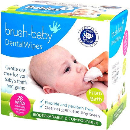 

DentalWipes для младенцев Стадия 1 Рождение Первые зубы 28 шт Brush-Baby