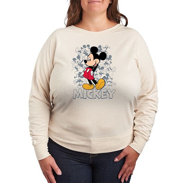 

Футболка с длинным рукавом French Terry с принтом Микки Мауса, plus size Disney