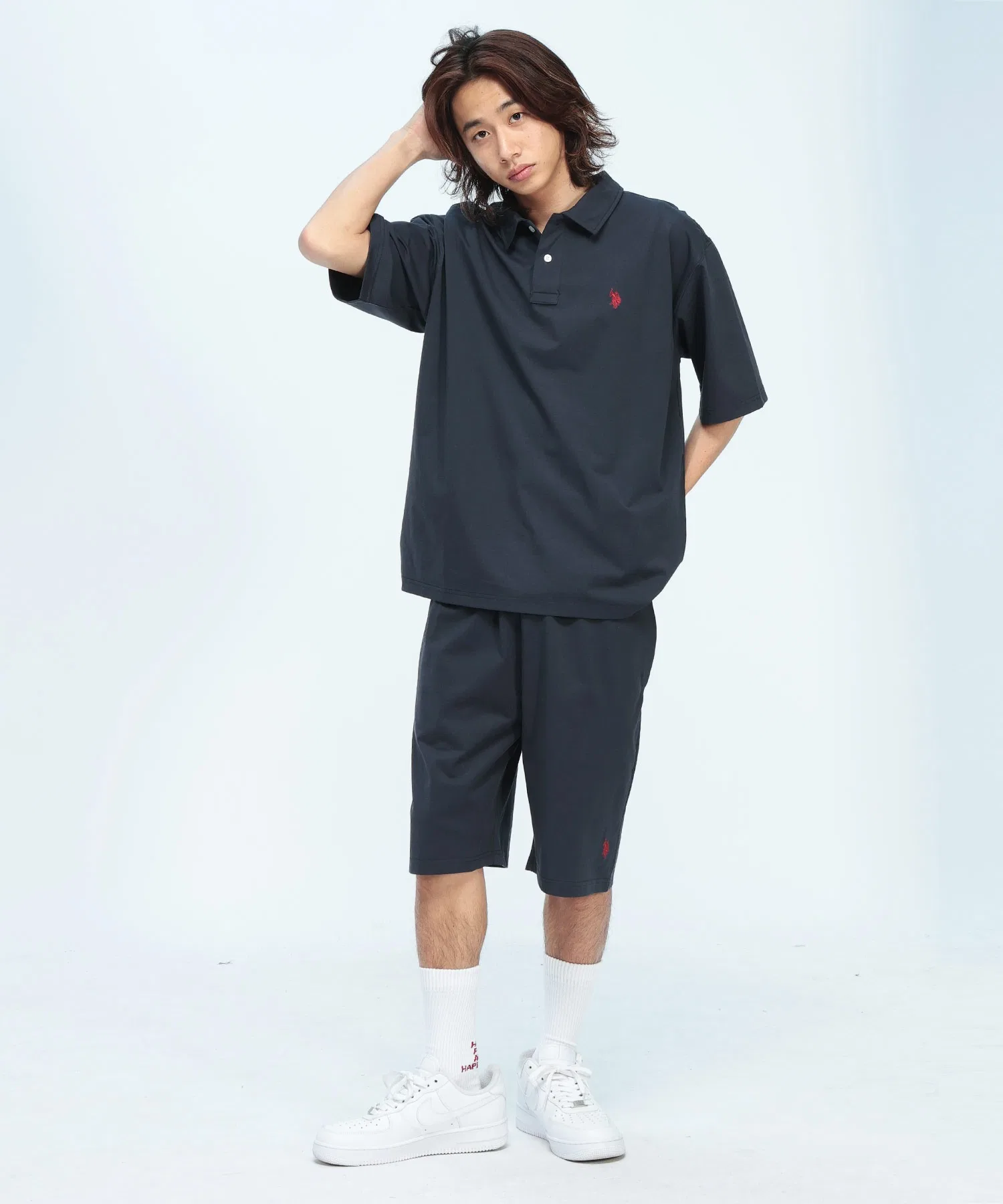 Унисекс шорты U.S. POLO ASSN. с логотипом, хлопок, тёмно-синие — фото 4