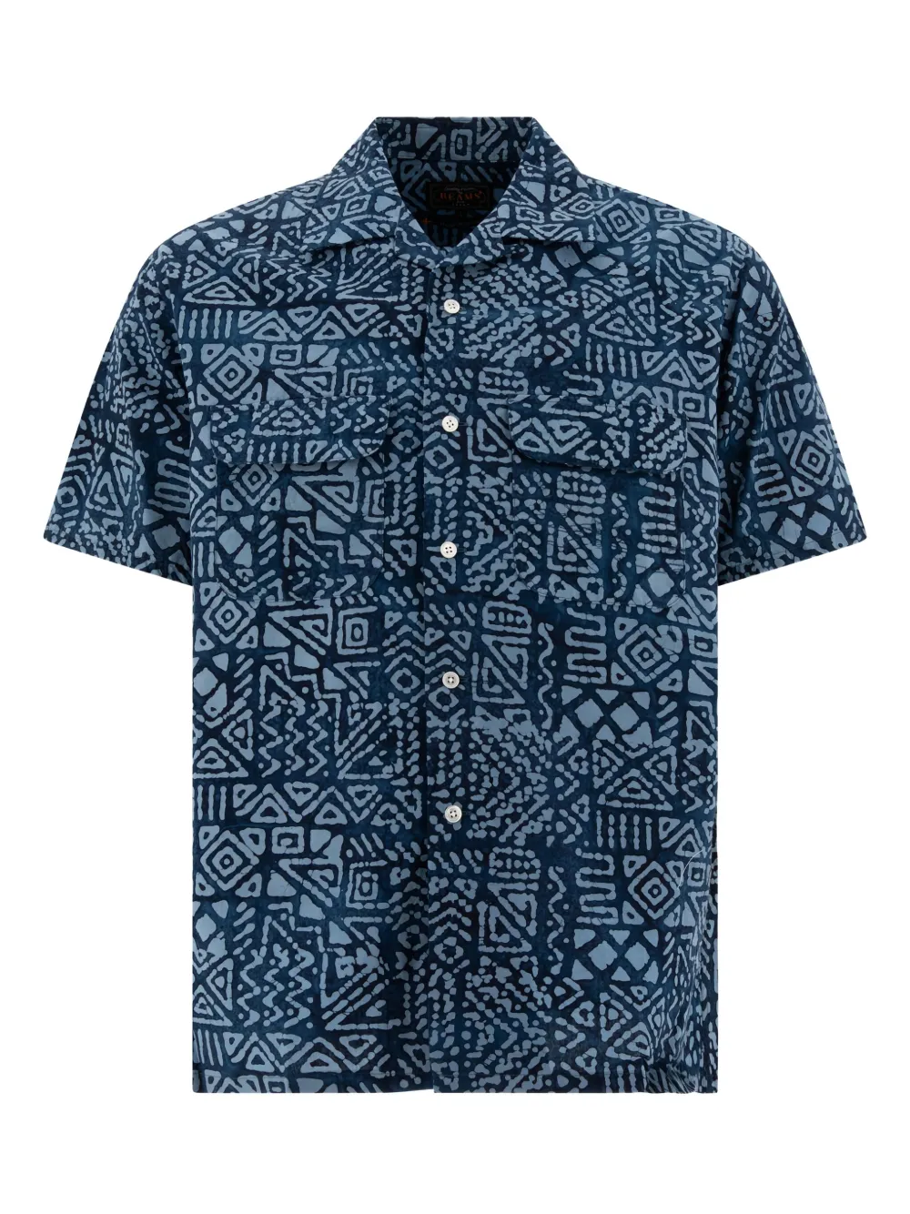 

Хлопковая рубашка с геометрическим принтом BEAMS PLUS, синий