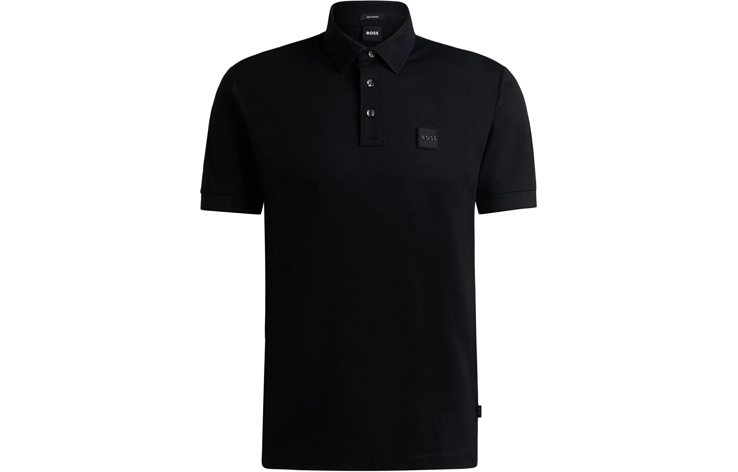 

Футболка поло с аппликацией логотипа HUGO BOSS, черная