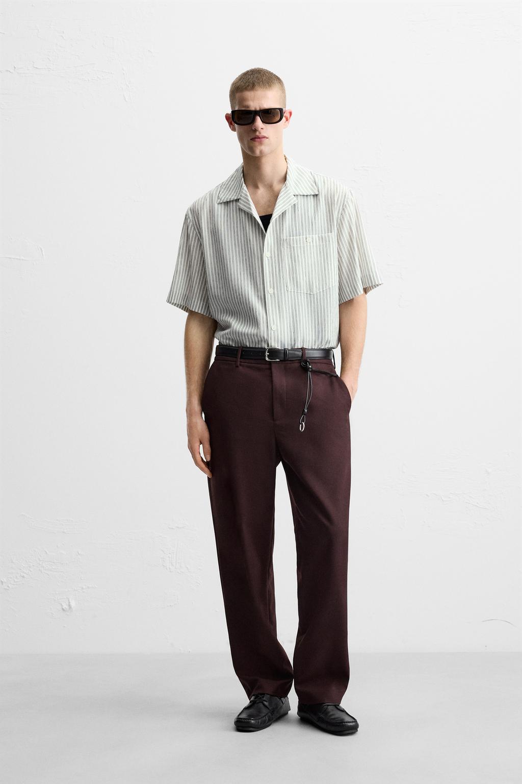 

Жаккардовая рубашка со складками ZARA, цвет striped