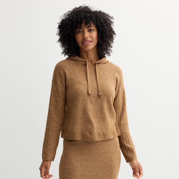

Укороченный худи с ребристыми рукавами Sonoma Goods For Life, цвет tosa brown