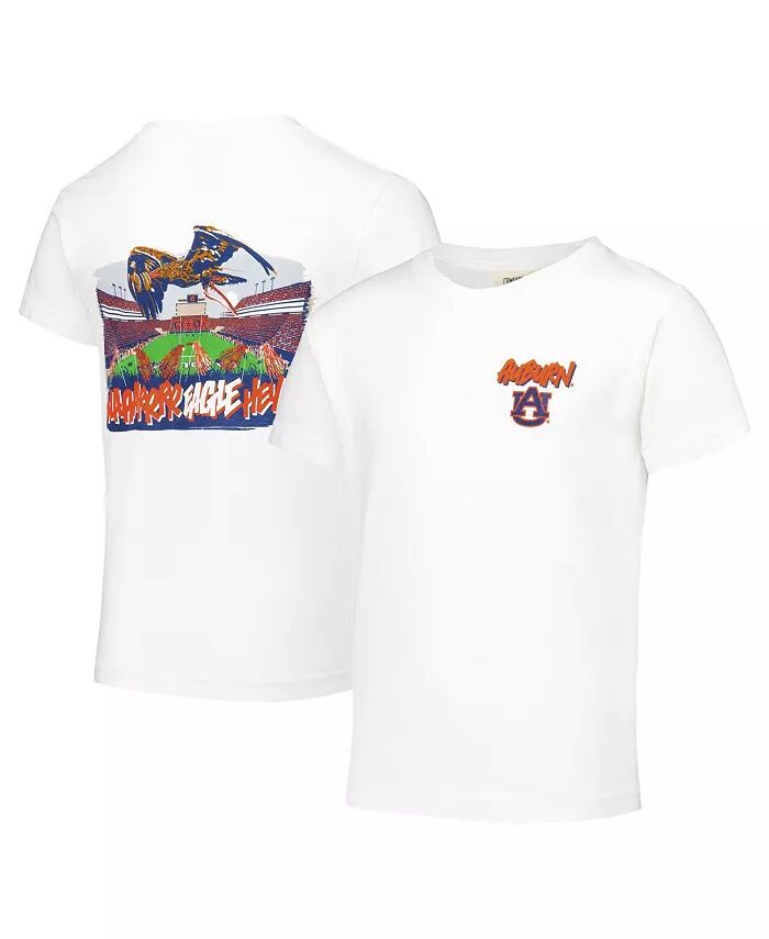 

Футболка для больших мальчиков и девочек Белая футболка Auburn Tigers Hyperlocal Comfort Colors Image One