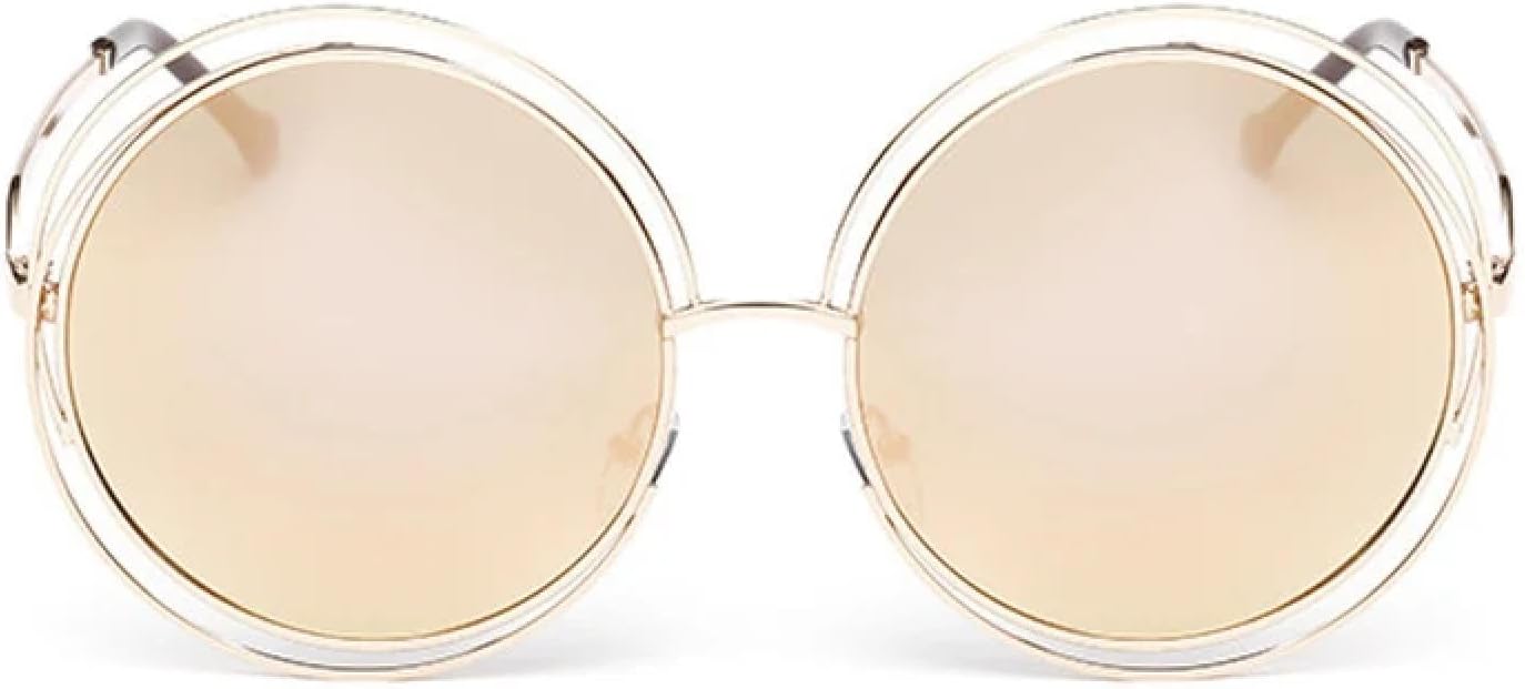 

Солнцезащитные очки с защитой от УФ-излучения UV400 | Женские круглые металлические очки в крупной оправе | Для женщин и мужчин, для занятий спортом на открытом воздухе и вождения DSVIGF, Gold-pink