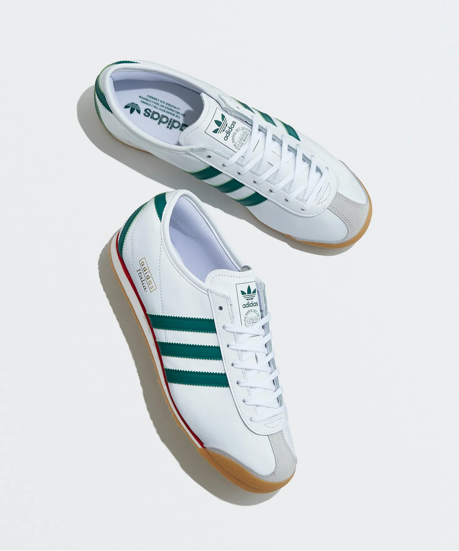 Кроссовки из натуральной кожи Italia 70s adidas Originals белые с зеленым — фото 3