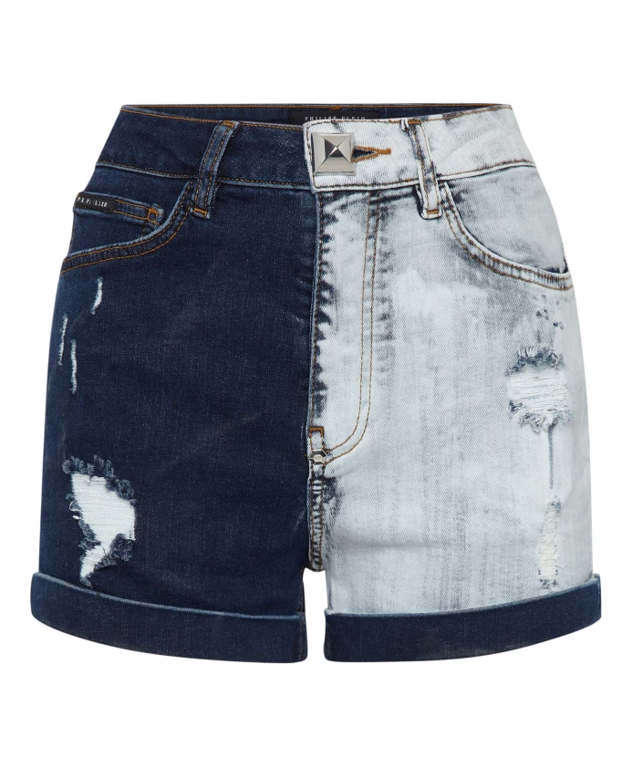 

Джинсовые шорты с эффектом тай-дай Philipp Plein, синий