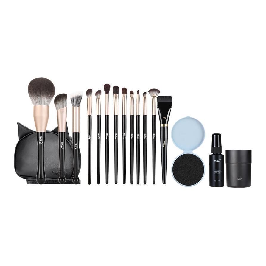 

MSQ 12 шт кисть для макияжа Black Cat из натурального меха, мягкая и бережная к коже, для проработки деталей