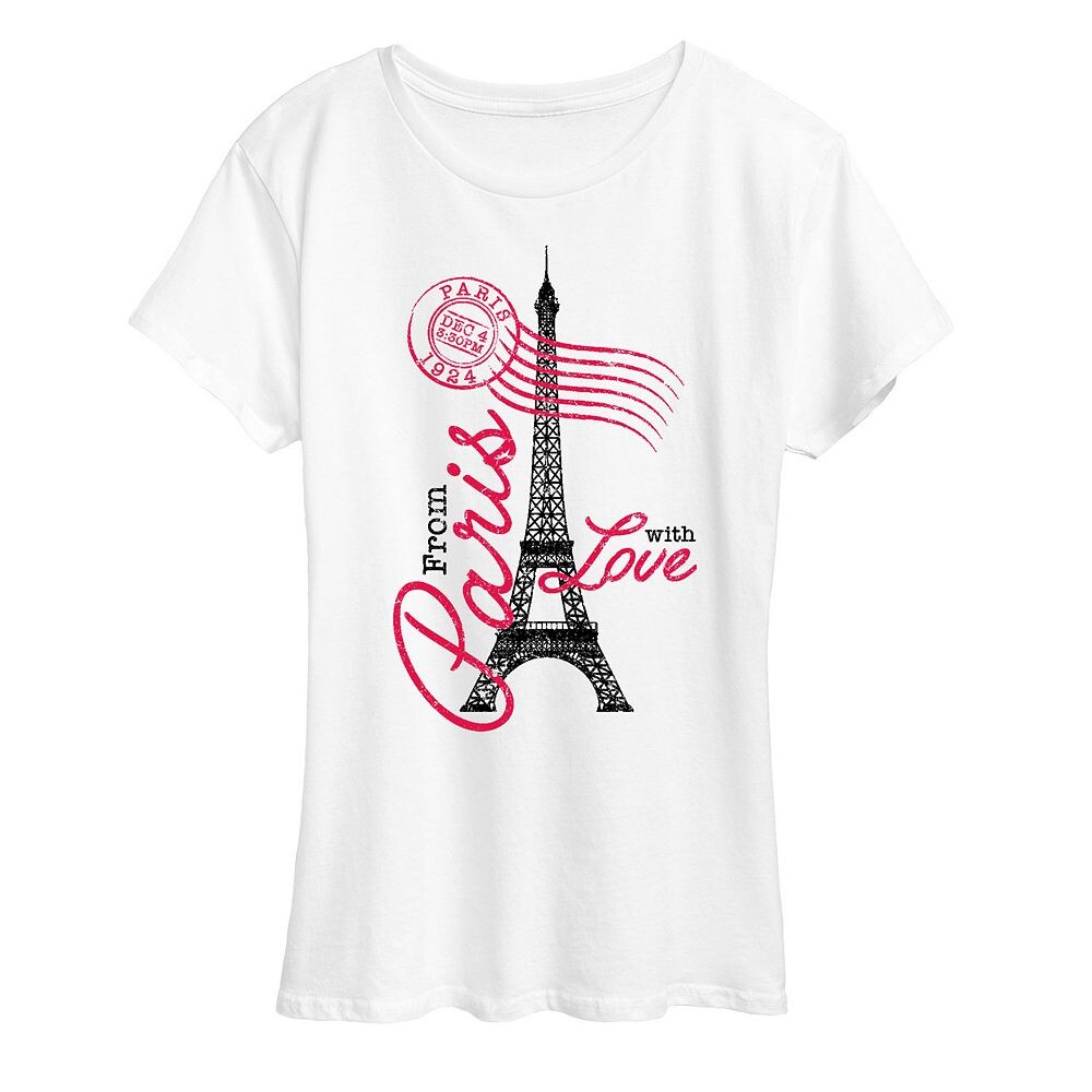 

Женская футболка с рисунком Paris Love Postmark Licensed Character, белый