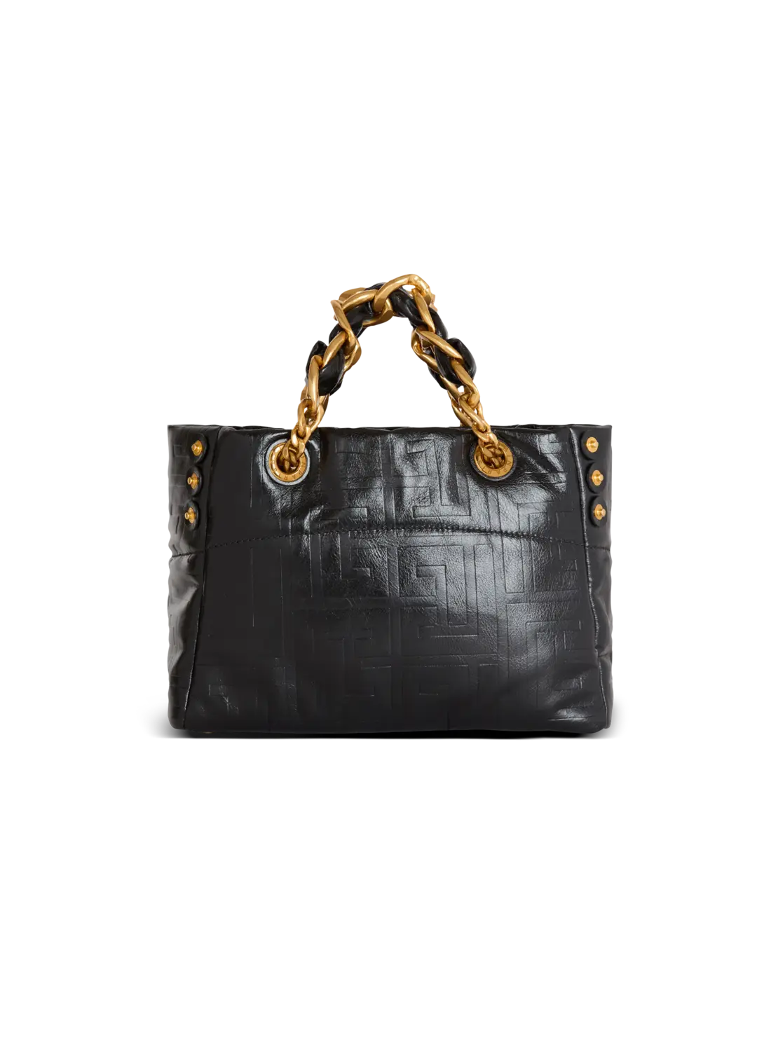 Маленькая мягкая сумка-тоут 1945 из потрескавшейся телячьей кожи Balmain, черный — фото 4