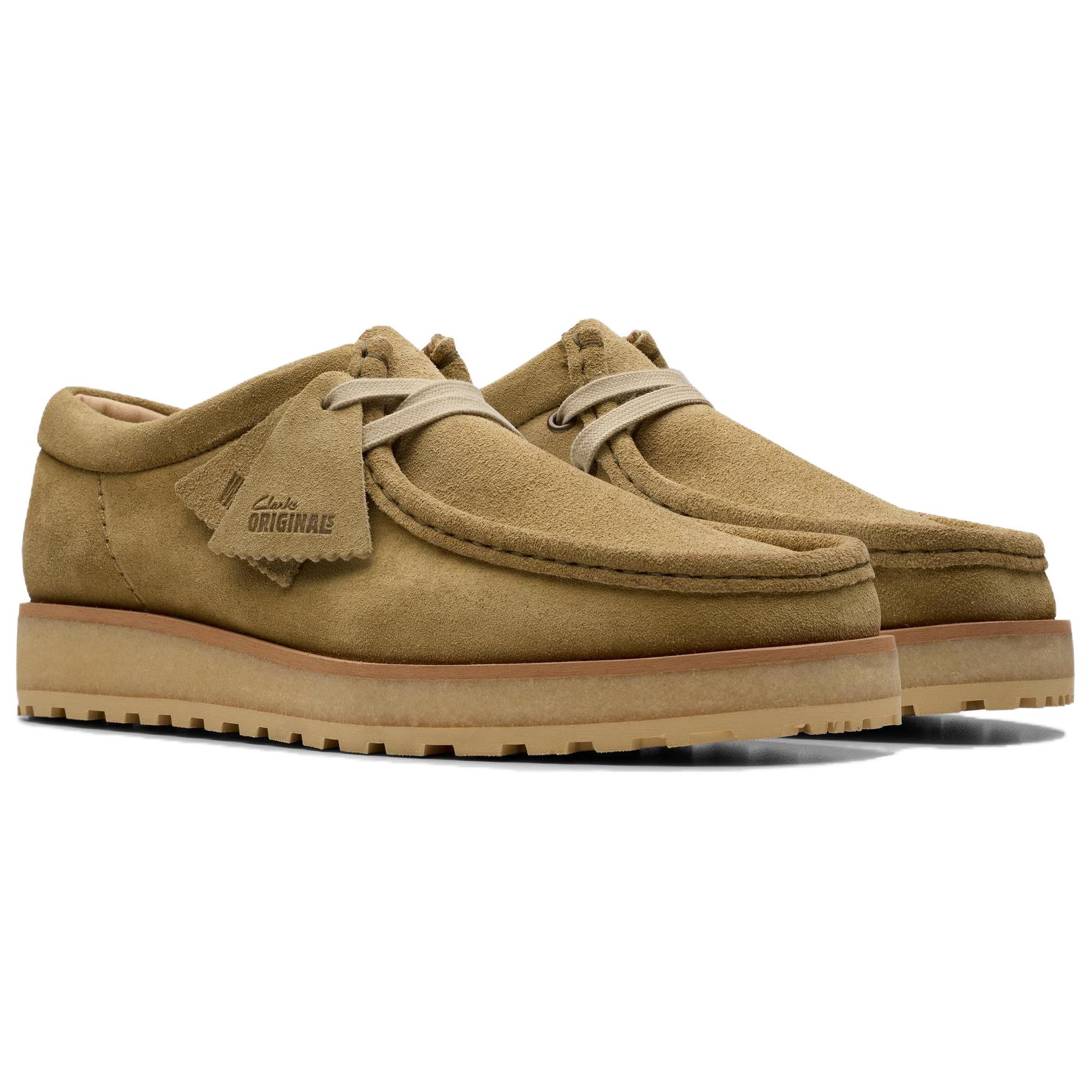Оригинальные замшевые шнурованные туфли Clarks, темно-sand — фото 4