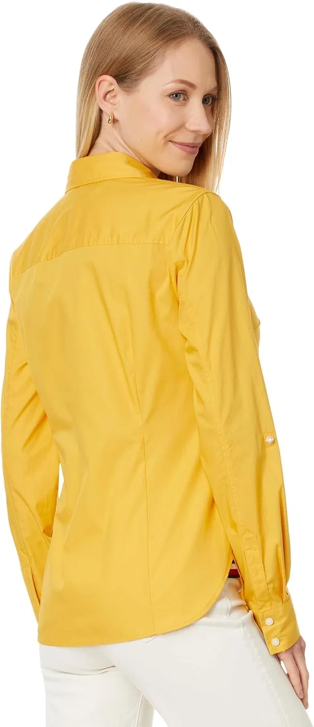 Блуза, длинный рукав, Solid roll tab, Tommy Hilfiger, темно-синий — фото 2
