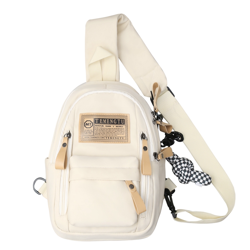 

NIGEER Нейлоновый поясной рюкзак через плечо унисекс черный белый хаки бордовый, White+Button Knot Charm