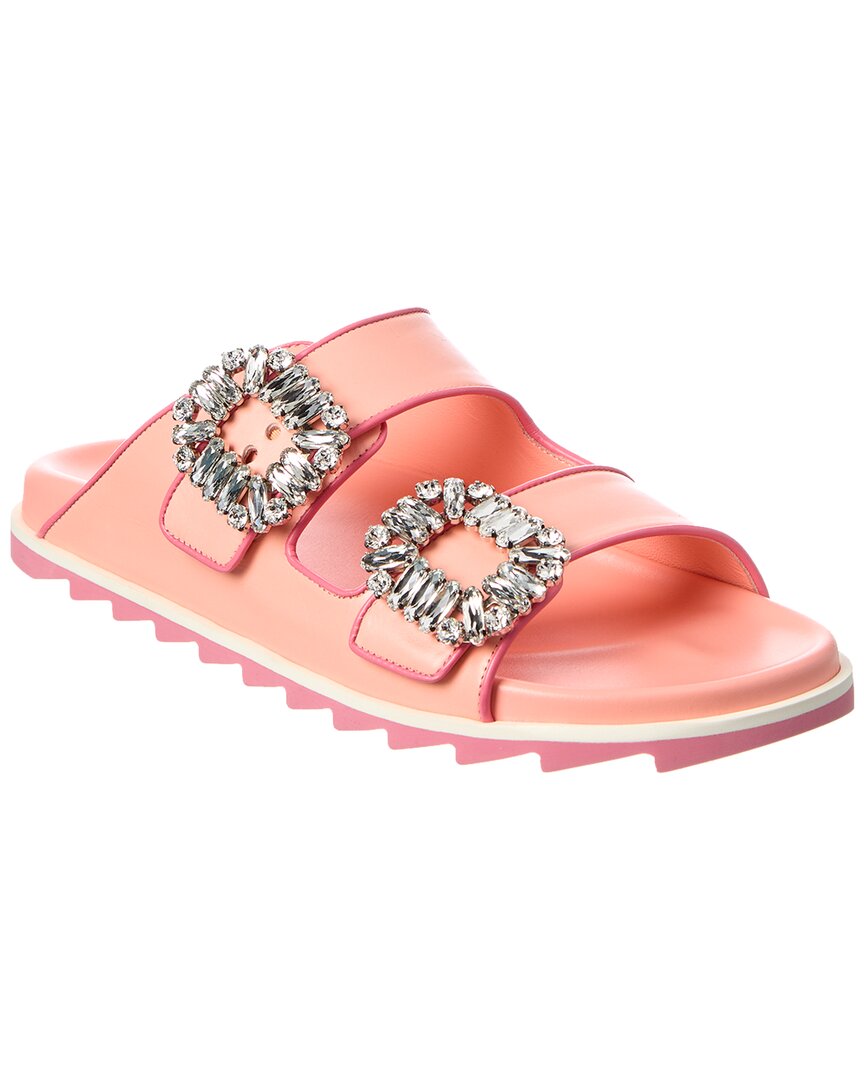 Roger Vivier Шлепанцы со стразами Viv Viv, розовый