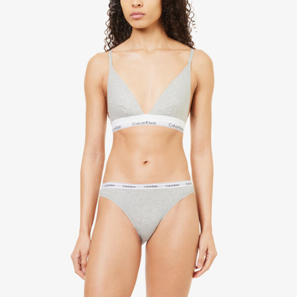 Современные трусы из эластичного хлопка с фирменным поясом Calvin Klein, серый — фото 2