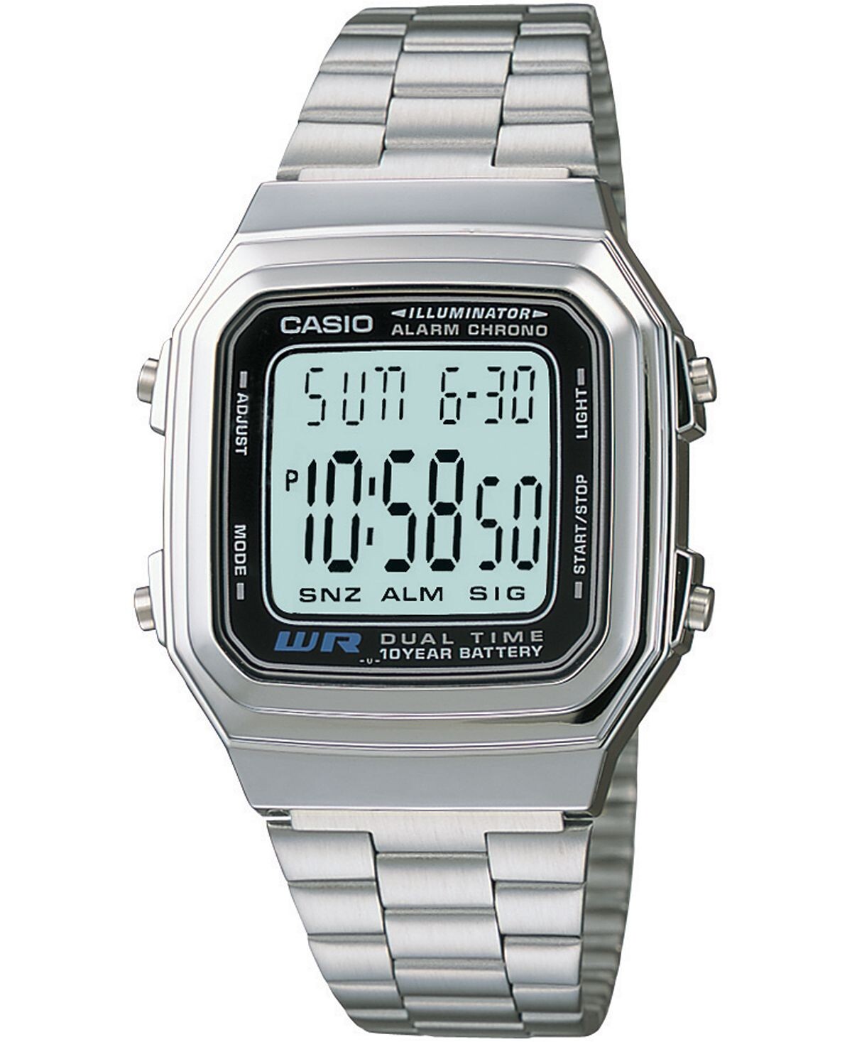 

Унисекс цифровые часы-браслет из нержавеющей стали 32 мм Casio