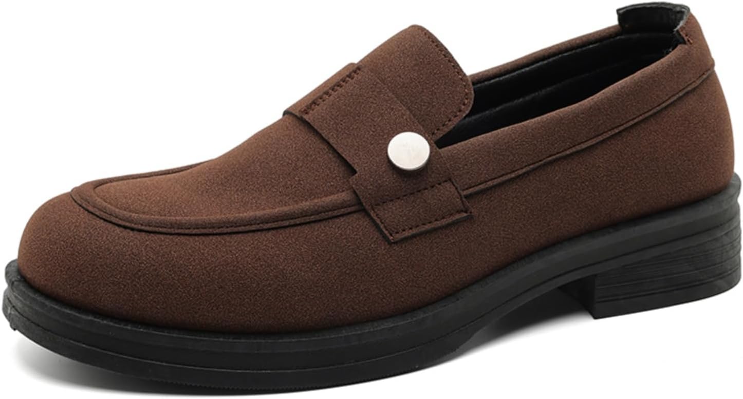 

Мужские лоферы с деталями на пуговицах, стильная формальная обувь- идеально подходит для деловых встреч, офисных дней и ежедневных поездок Aokisx, темно-коричневый