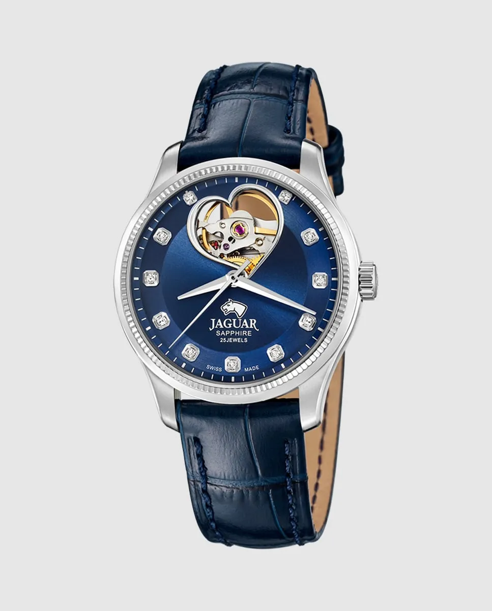 

J994/B Автоматические женские часы с синим кожаным ремешком Jaguar, синий