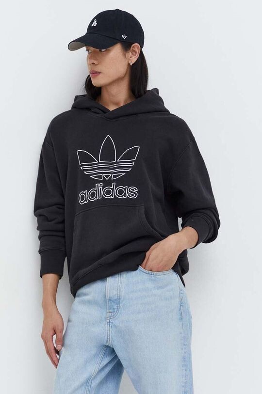 

Хлопковая толстовка Trefoil Hoodie adidas Originals, черный