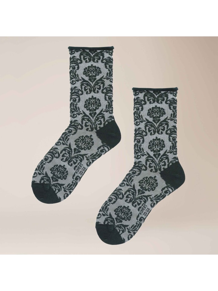 

Носки Floral Citynight, приятные для кожи, темно-зеленого цвета Kunert