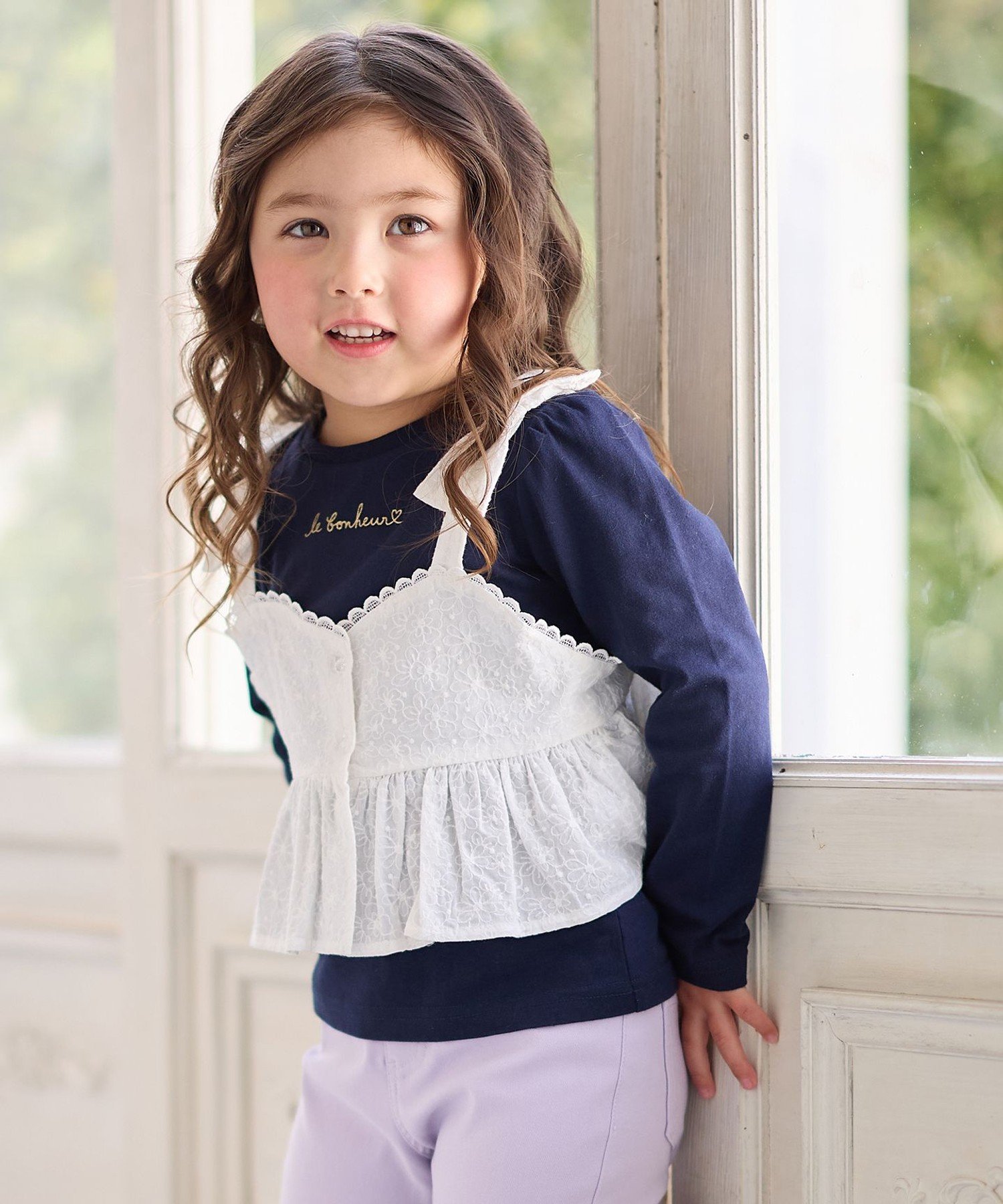 Футболка с длинными рукавами и майка ANY KIDS, Off-white x Navy [001]