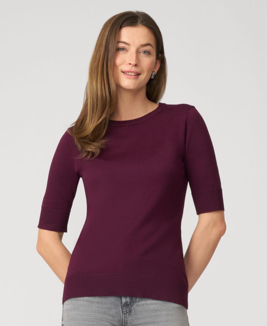 

Женский свитер с рукавами до локтя и круглым вырезом Cable & Gauge, Cabernet red