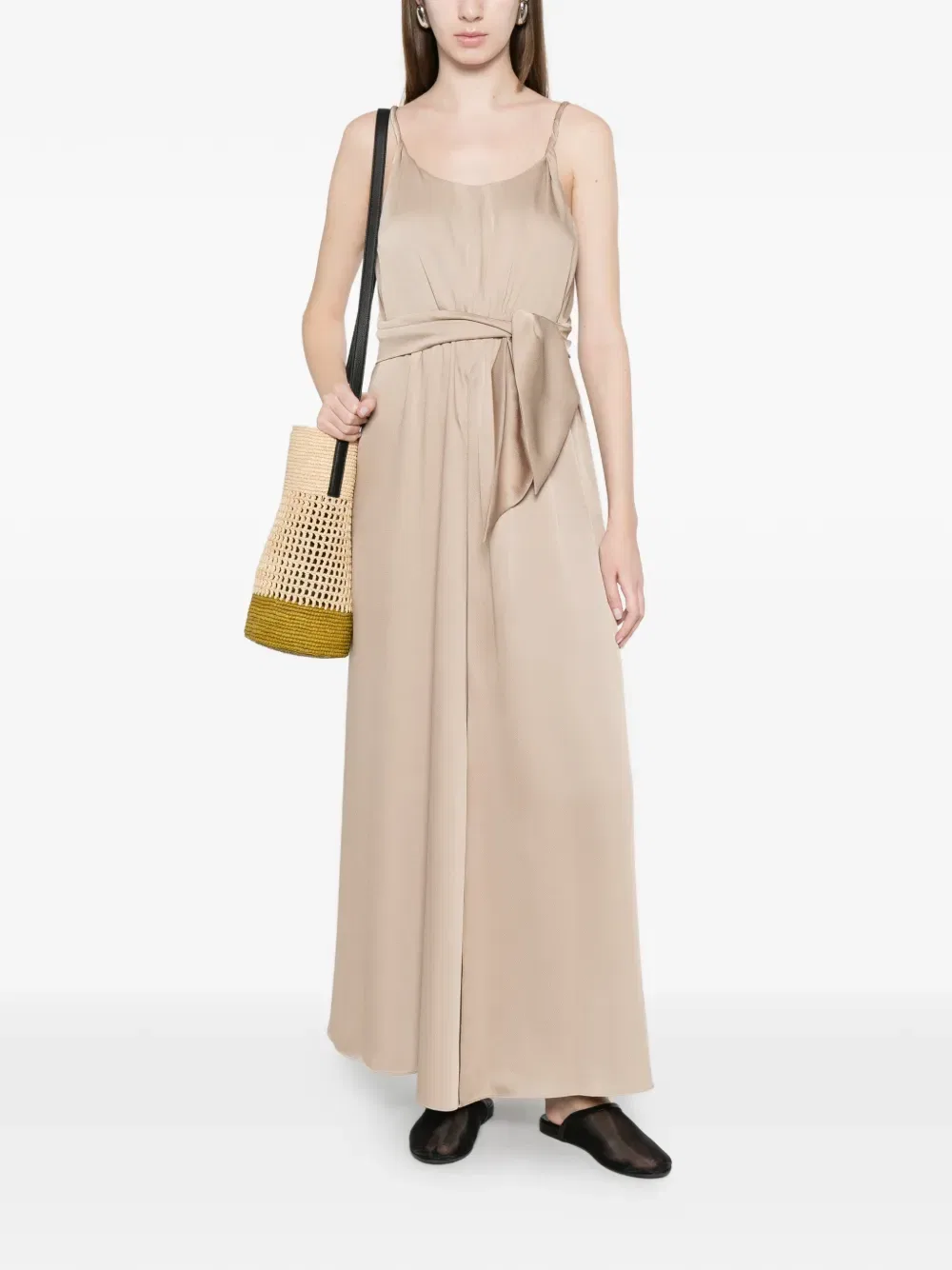Длинное платье с поясом на талии Emporio Armani, нейтральный — фото 2