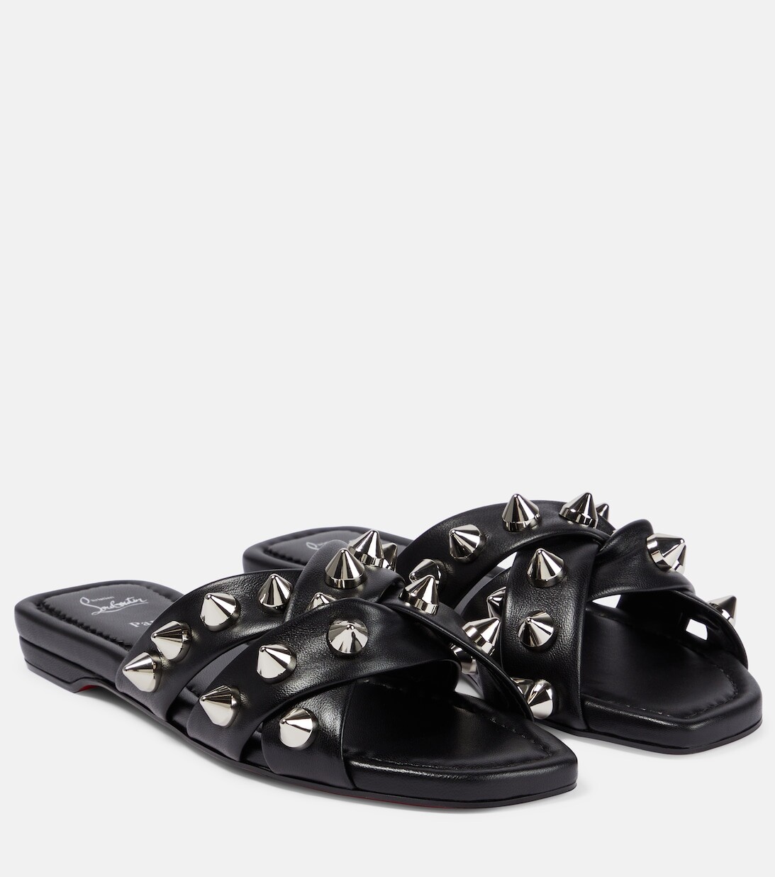 Украшенные шлепанцы Miss Spike Club из кожи Christian Louboutin, черный