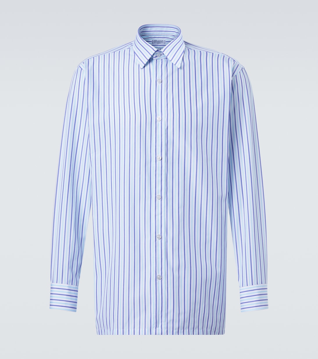 

Полосатая хлопковая поплиновая рубашка Charvet, White Blue Stripe