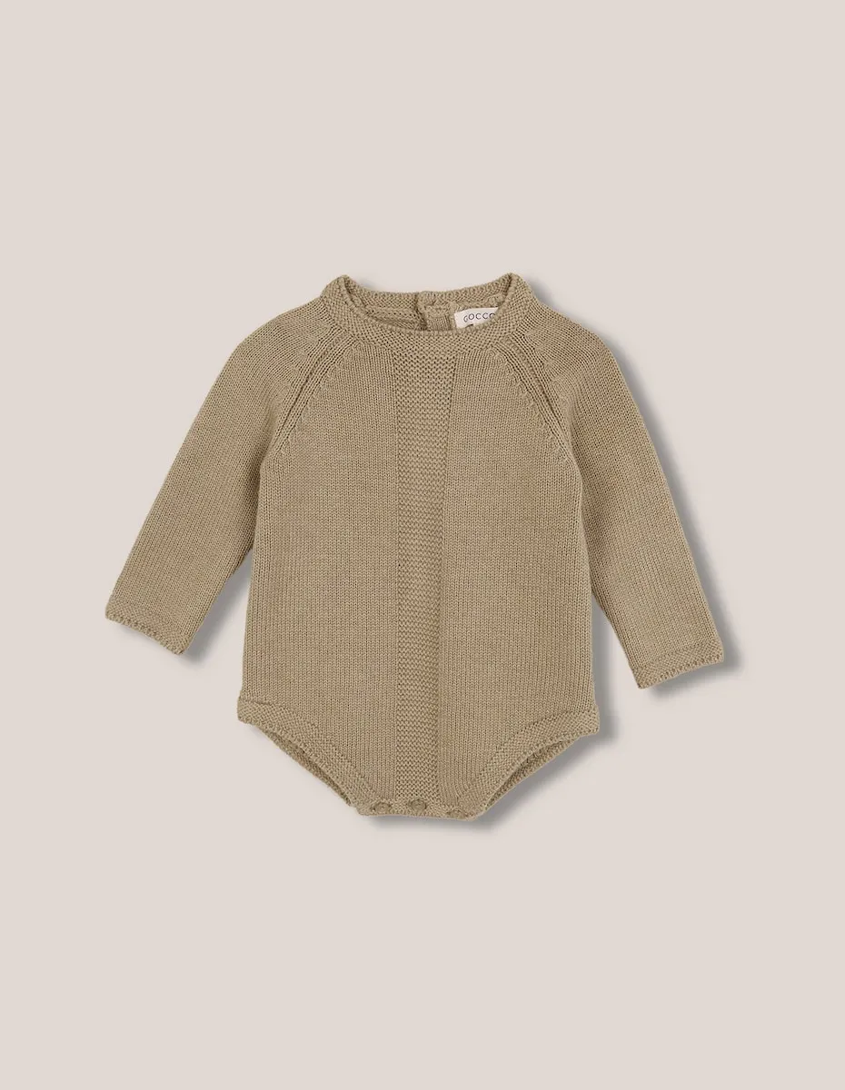 

Вязаный детский комбинезон зеленого контрастного цвета Gocco